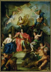 Ludvig XIV (1638-1715) krönt av ära, ca 1686